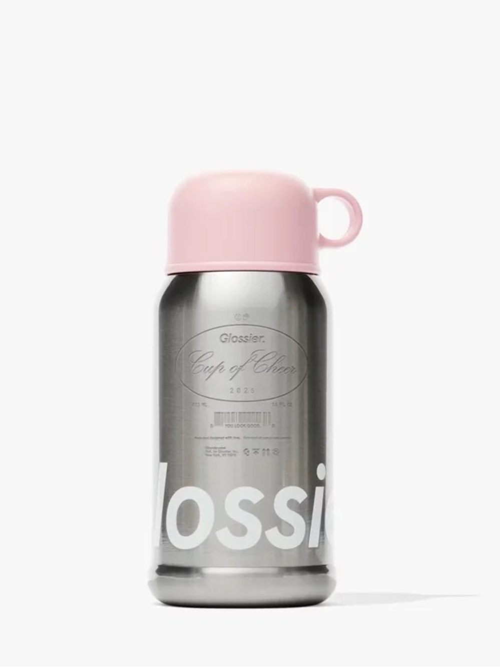 Glossier Pink & Silver Insulated Water Bottle